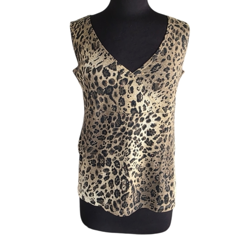 Vintage Leopard Print Tank Top Alc Medium Y2K Baddie Cotton Animal Print